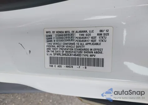 2012 Honda Odyssey Ex-L from USA, damaged, VIN 5FNRL5H63CB146483